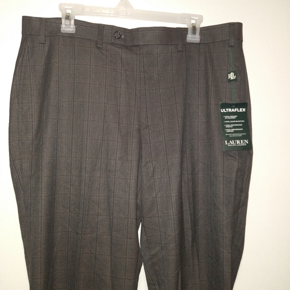 Ralph Lauren Norton Brown Plaid Ultraflex Slacks - Picture 1 of 16